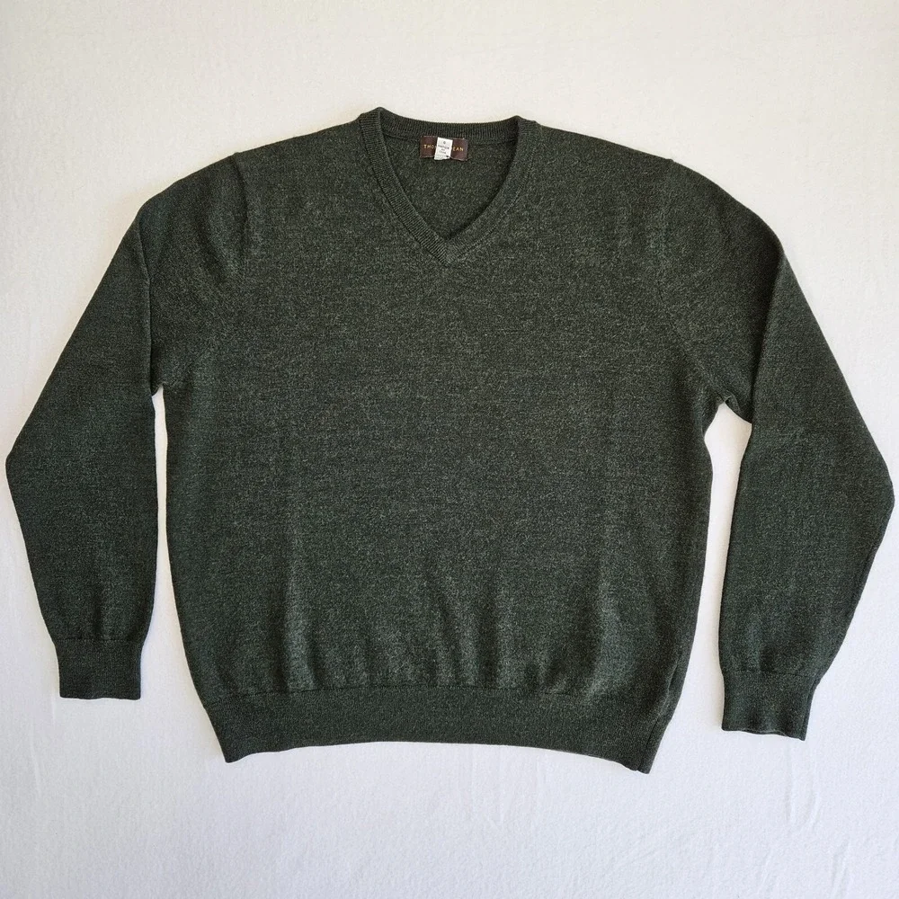Thomas Dean Crew Neck Sweater Men's Wool Blend Size L Large